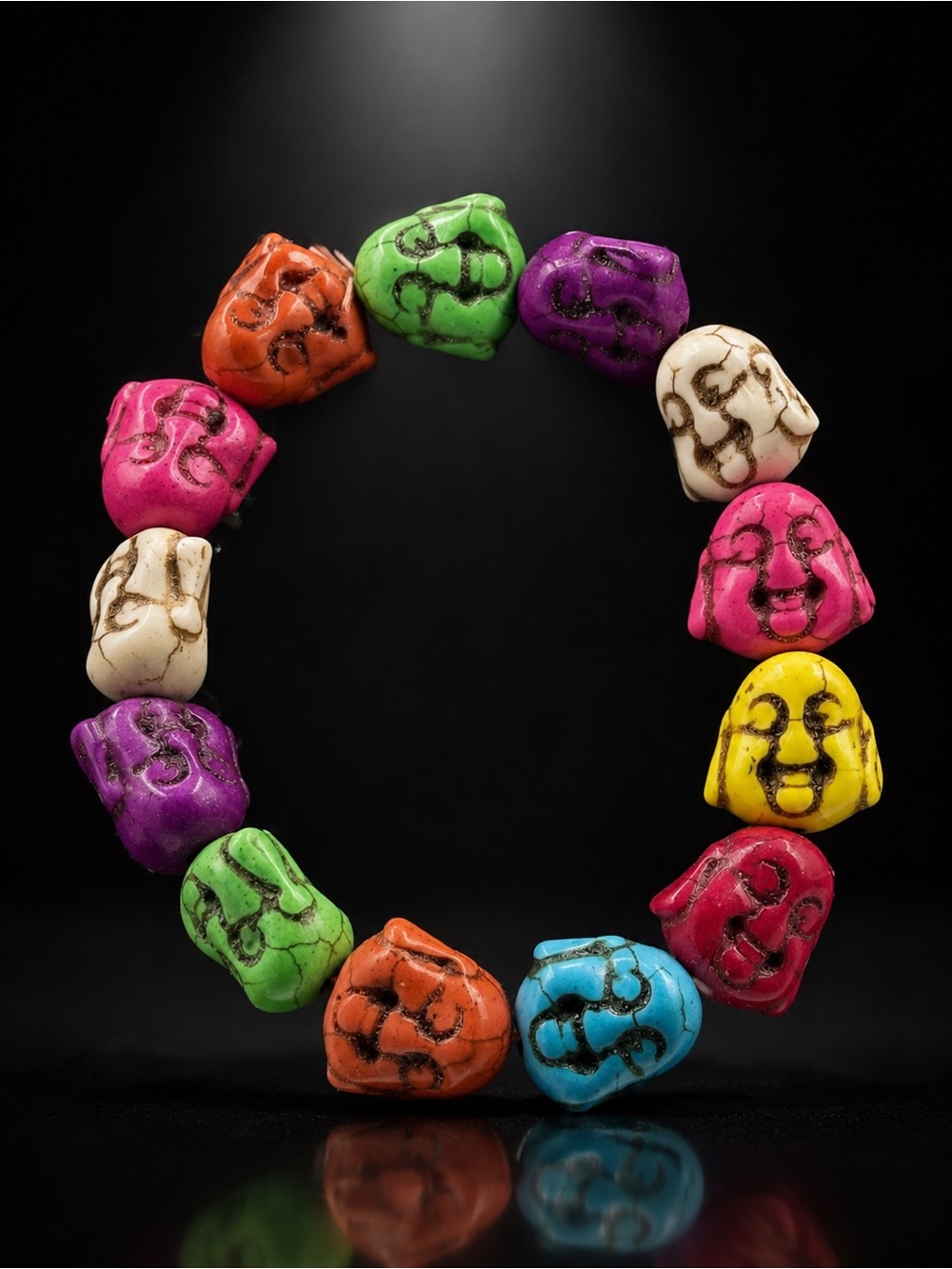 Colorful Buddha Head Beaded Stretch Bracelet